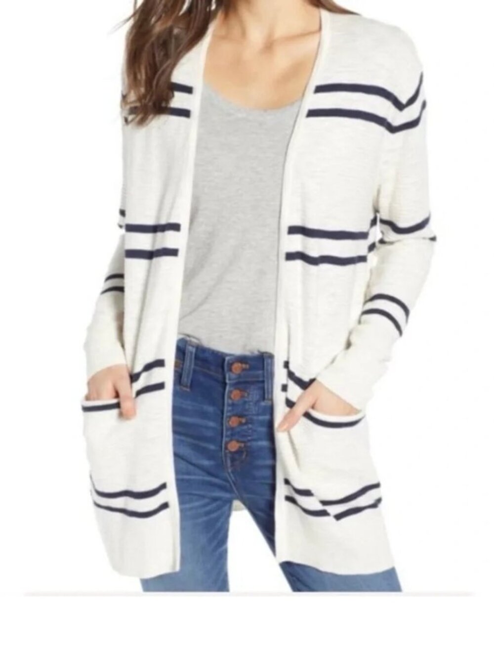 Madewell Ryder Lightweight Striped Open-Front Cardigan NWOT
